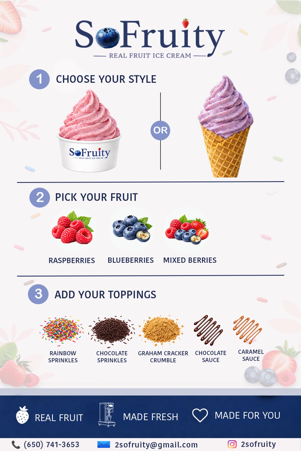 SoFruity menu showing real fruit ice cream options